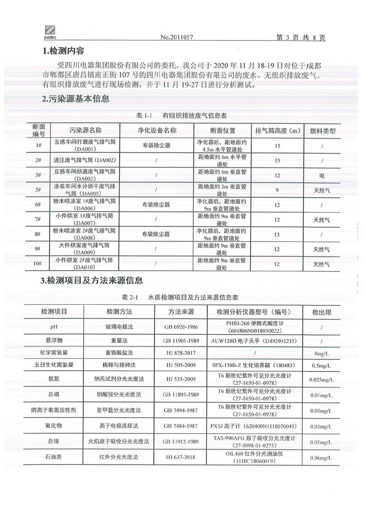 九游电器集团股份有限公司2020年环境信息公开